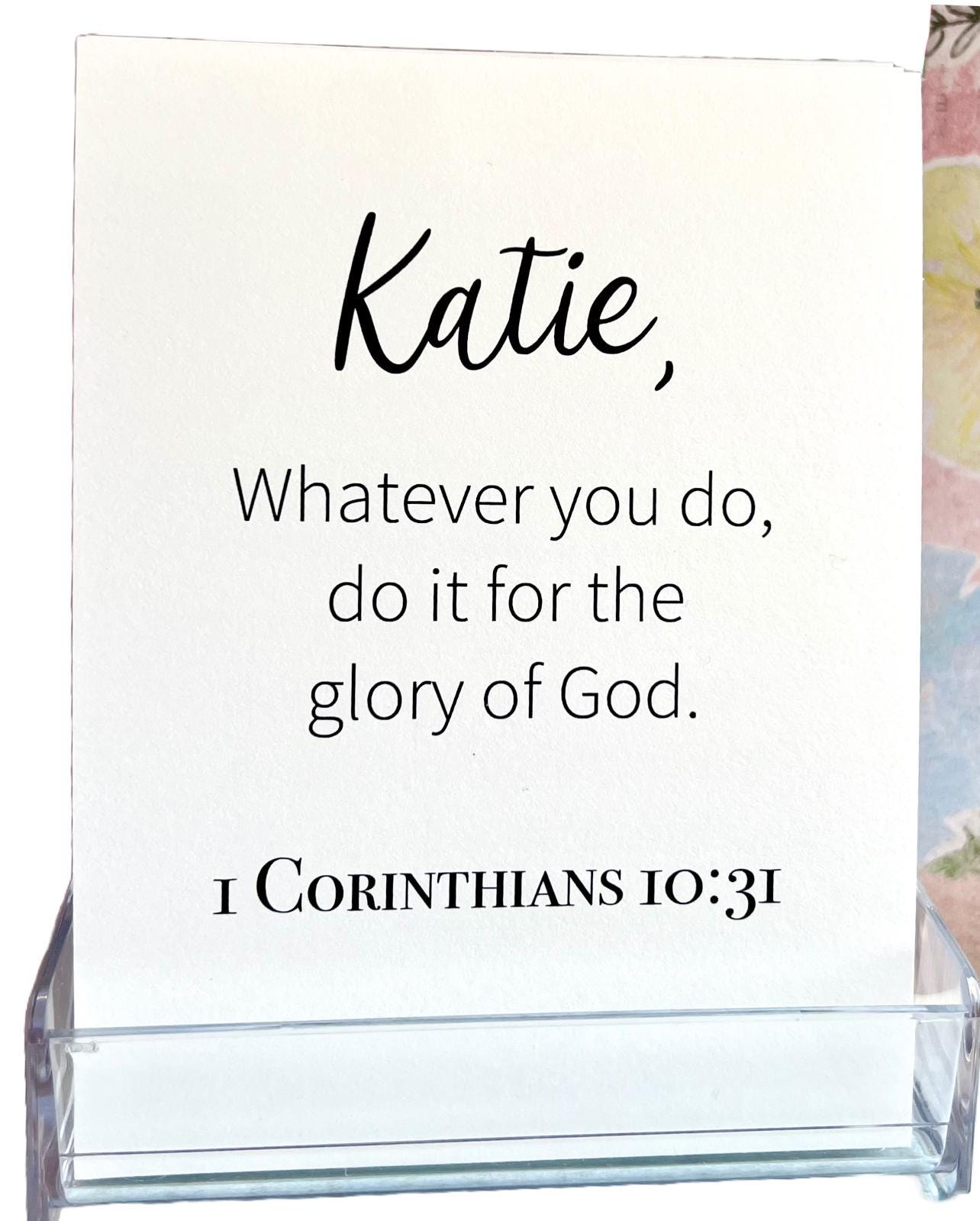 Women Scripture Cards Name with Holder Stand / Christian Gifts for Women /Bible Verse Memory Cards for Women / Bible BookMark / Teacher Gift