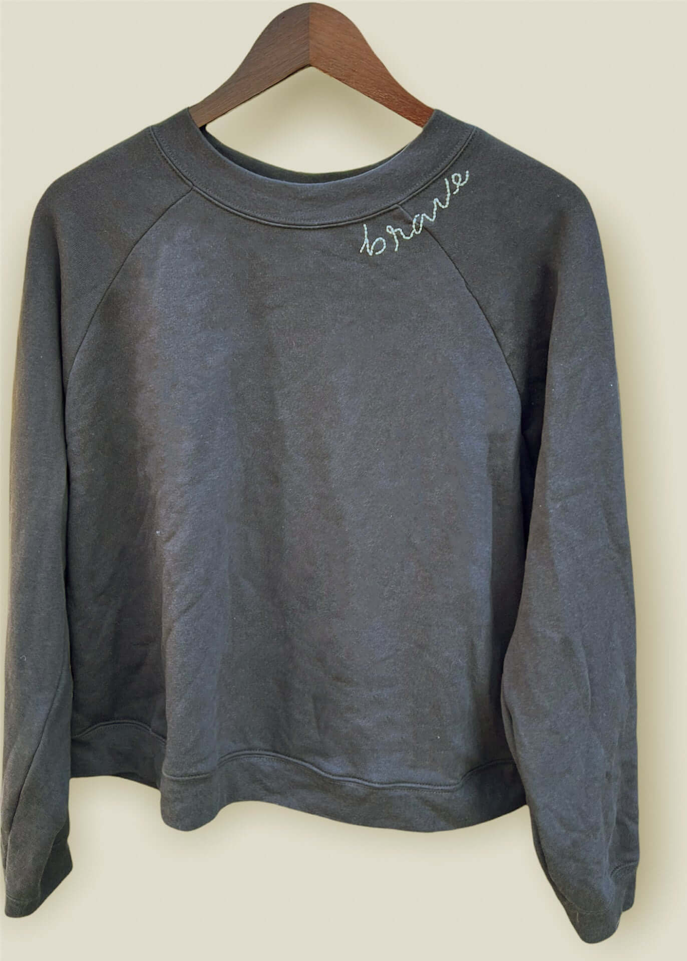 Brave Embroidered Pullover, Dark Grey - Word Warriors