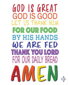 Kids Prayer Wall Art Print, Art for Kids Prayer Framed God Is Good God Is Great Christian Decor Kids Blessing Framed