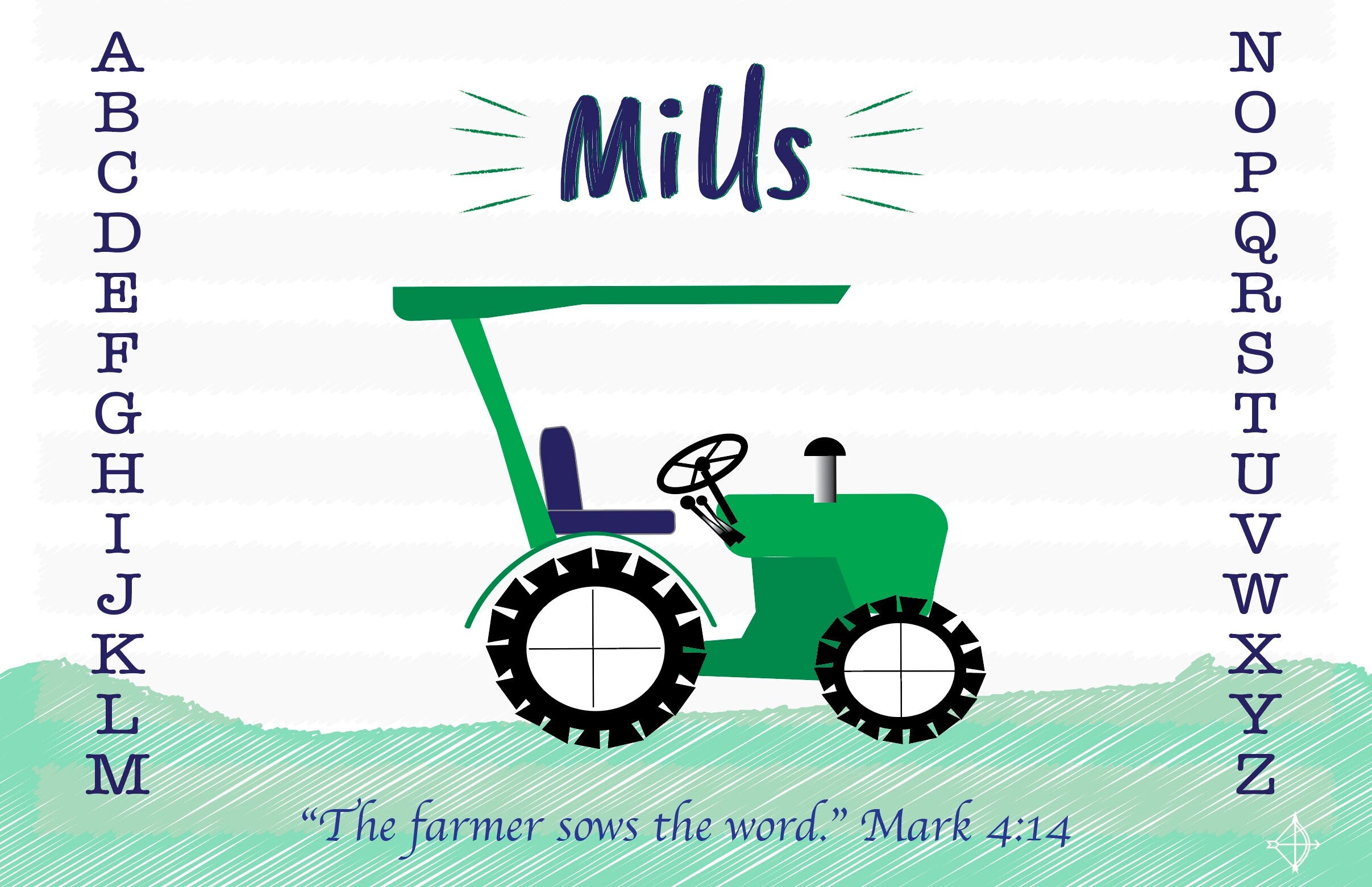 Gift for Toddler Boys, Tractor on Placemat For Boys, Gifts for Boys, Birthday Tractor, Scripture for Boys