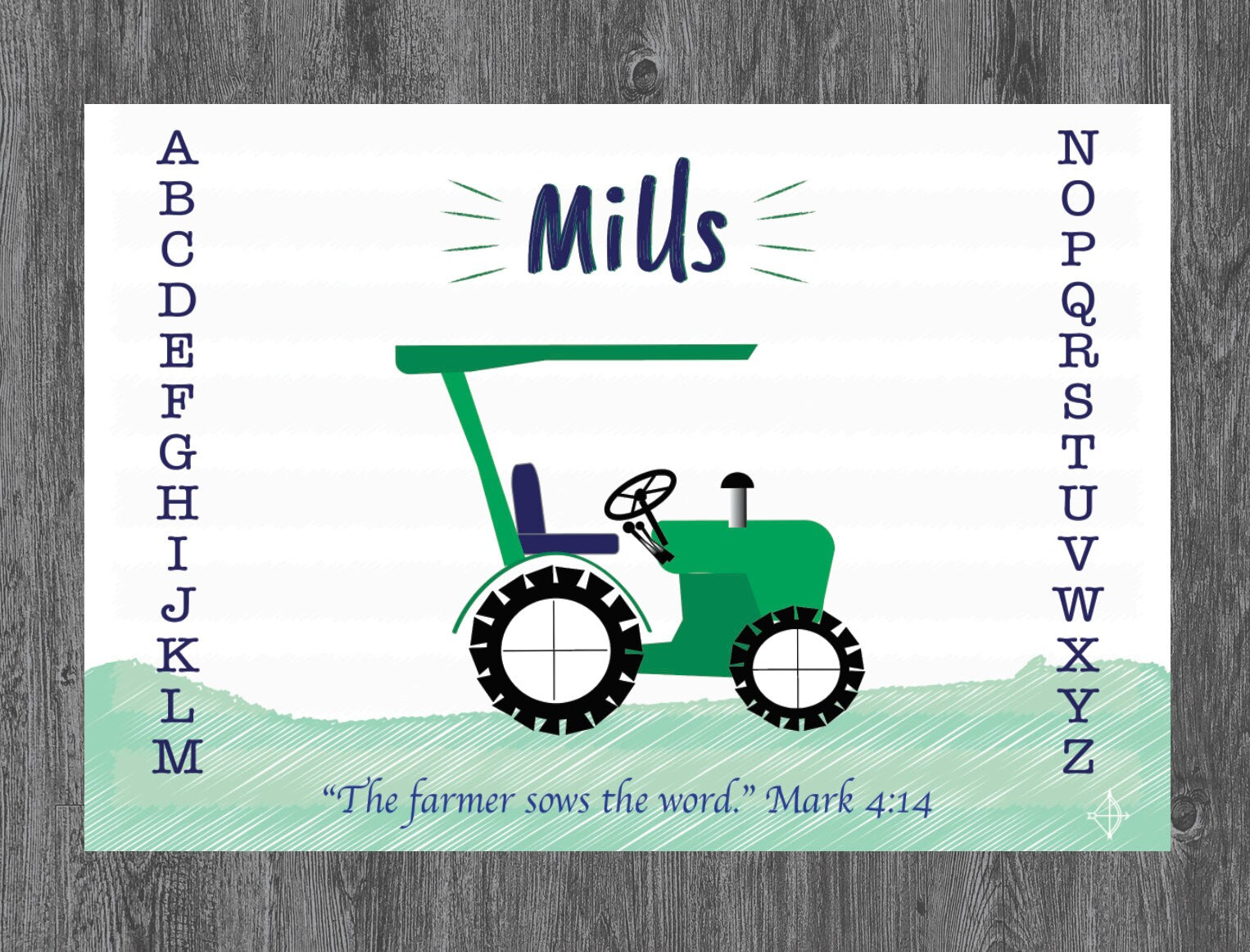 Gift for Toddler Boys, Tractor on Placemat For Boys, Gifts for Boys, Birthday Tractor, Scripture for Boys