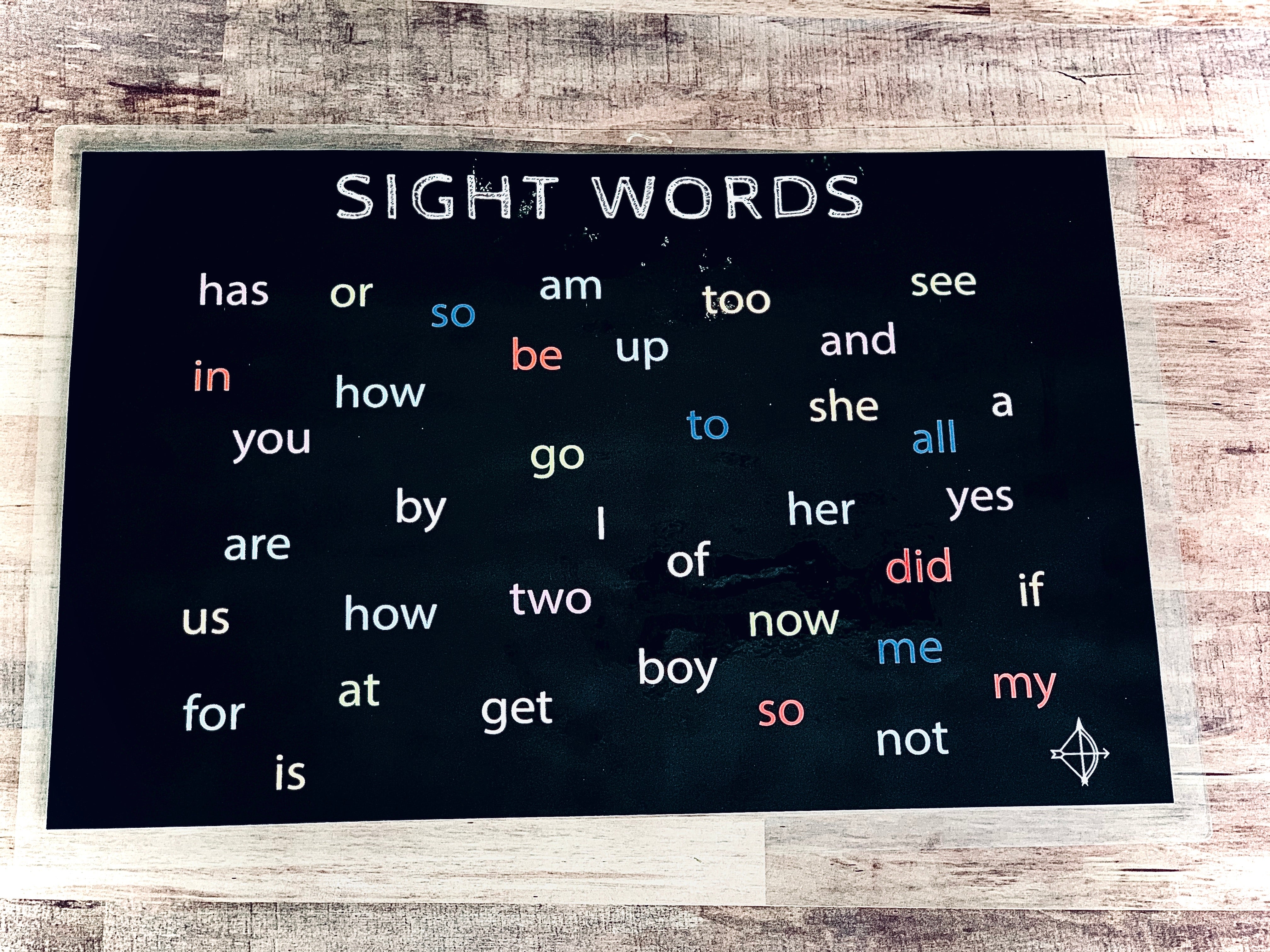 Sight Words for Kindergarden, Preschool Placemat - Word Warriors