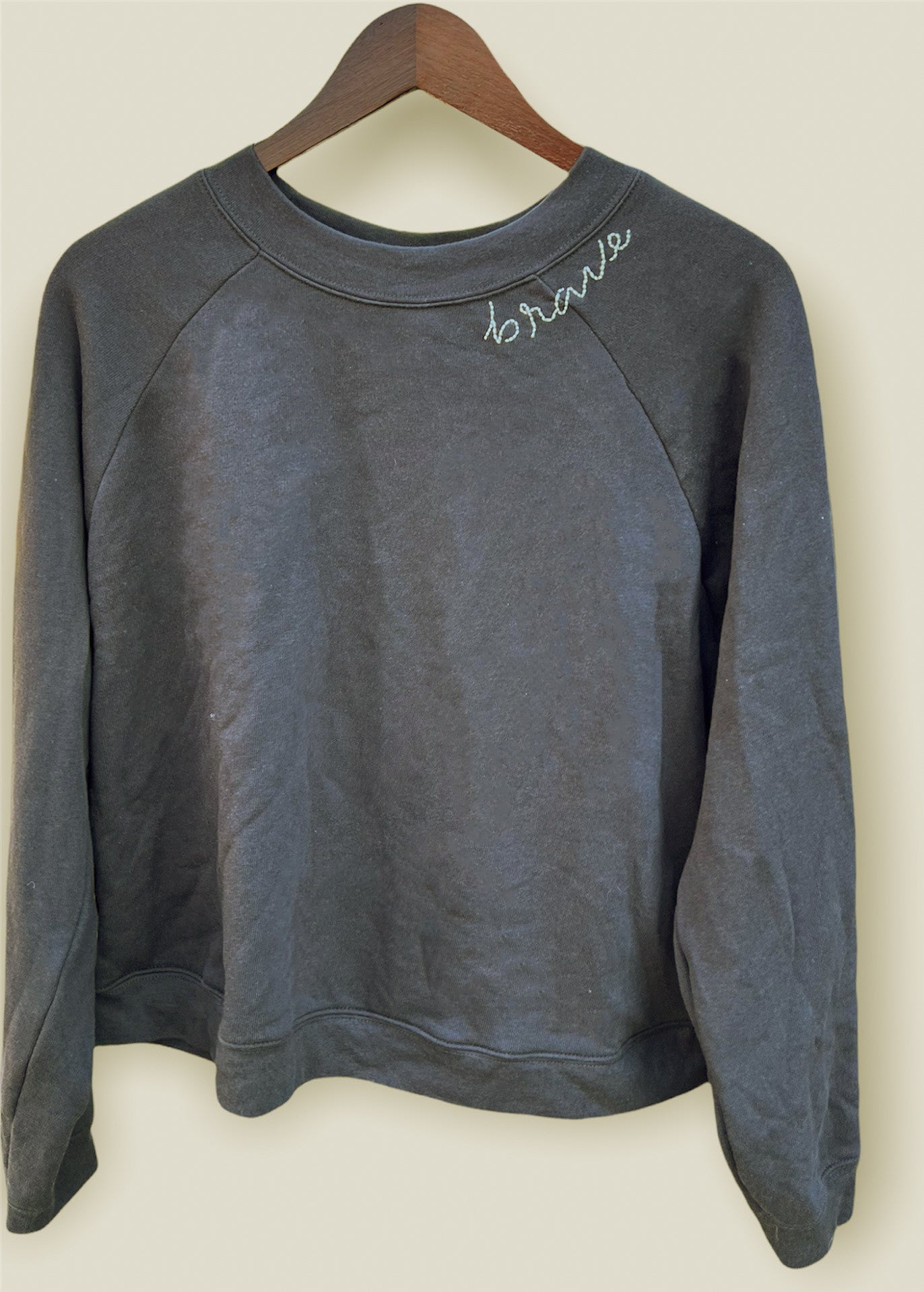 Brave Embroidered Pullover, Dark Grey - Word Warriors