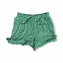 Load image into Gallery viewer, Girls Green Stripes Embroidered Pajama Shorts Set - Holy Night
