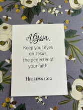Load image into Gallery viewer, Personalized Bible Verse Set for Spring, Scripture Cards with Custom Name, Honey Bee Floral Designs for Women
