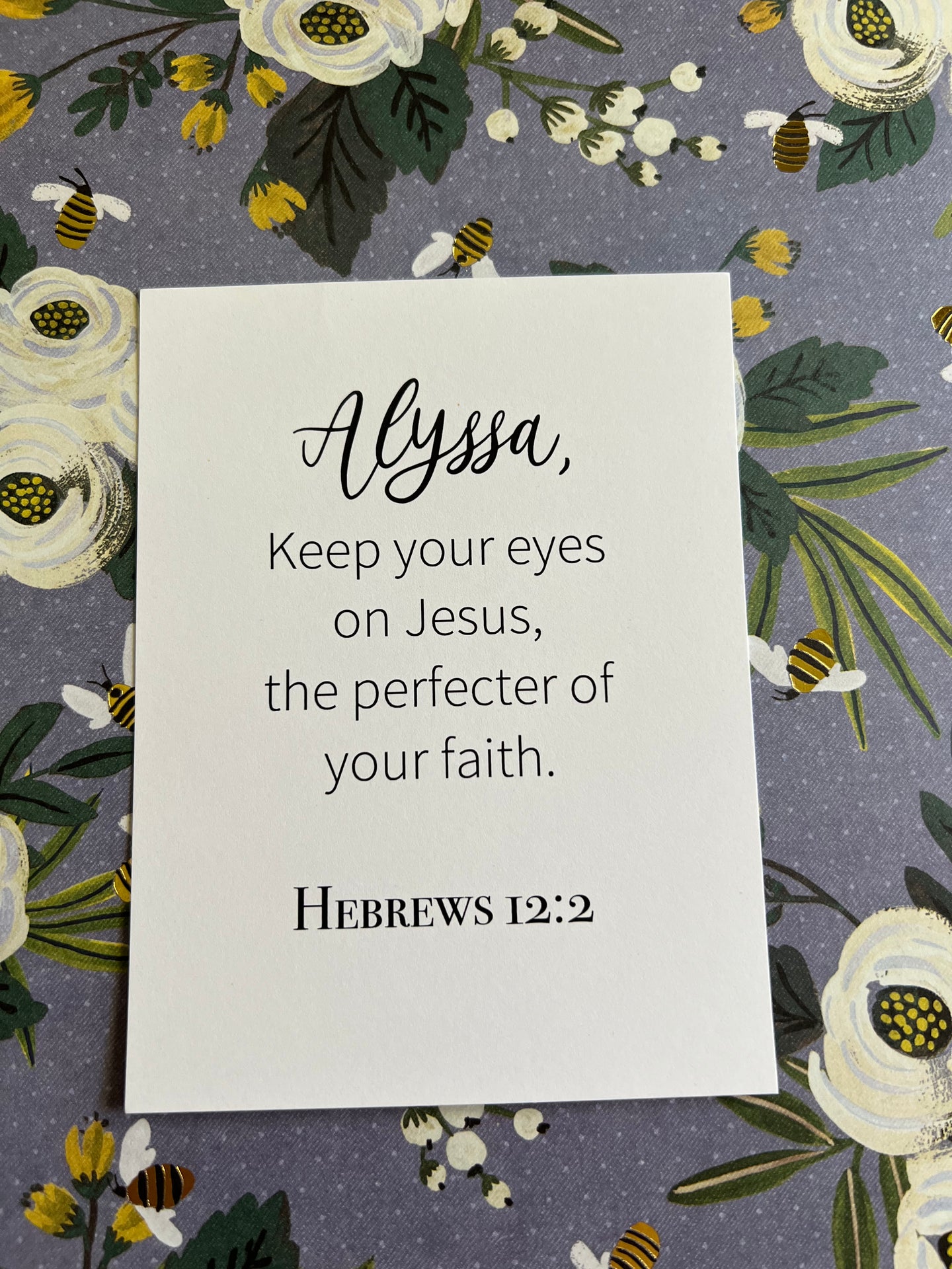 Personalized Scripture Card Deck with Honey Bee Floral Designs for Women