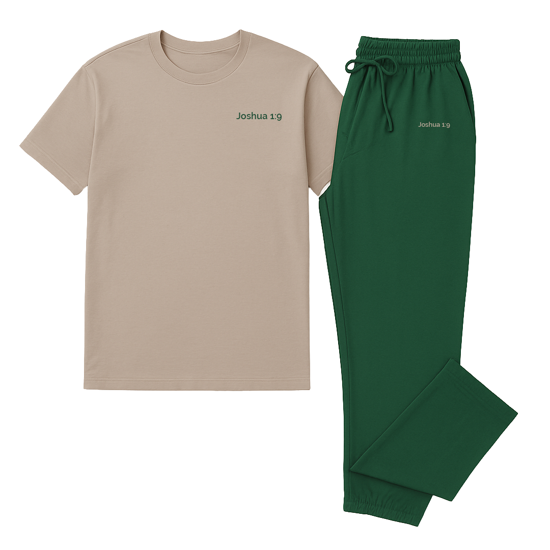 Men's Joshua 1:9 Embroidered Loungewear Set