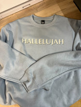 Load image into Gallery viewer, Hallelujah Ice Blue Fleece Crewneck Sweatshirt

