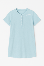 Load image into Gallery viewer, Summer House Dress for Girls, Embroidered Word Sleep Shirts in Pink &amp; Blue
