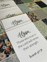 Load image into Gallery viewer, Personalized Scripture Card Deck with Textile Floral Designs for Women
