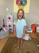Load image into Gallery viewer, Summer House Dress for Girls, Embroidered Word Sleep Shirts in Pink &amp; Blue
