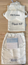 Load image into Gallery viewer, Satin Pillowcase Gift Set with Satin Sleep Mask &amp; Scrunchie: Embroidered “Sleep in Peace” + Psalm 4:8 | Word Warriors
