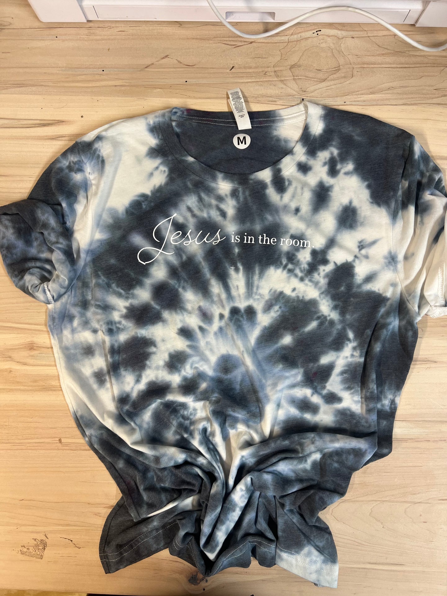 Unique Hand-Dyed 'Jesus is in the Room' Tie-Dye T-Shirt | Spiritual Wear