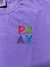 Load image into Gallery viewer, PRAY Embroidered Comfort Color T-Shirt, Soft Purple Tee
