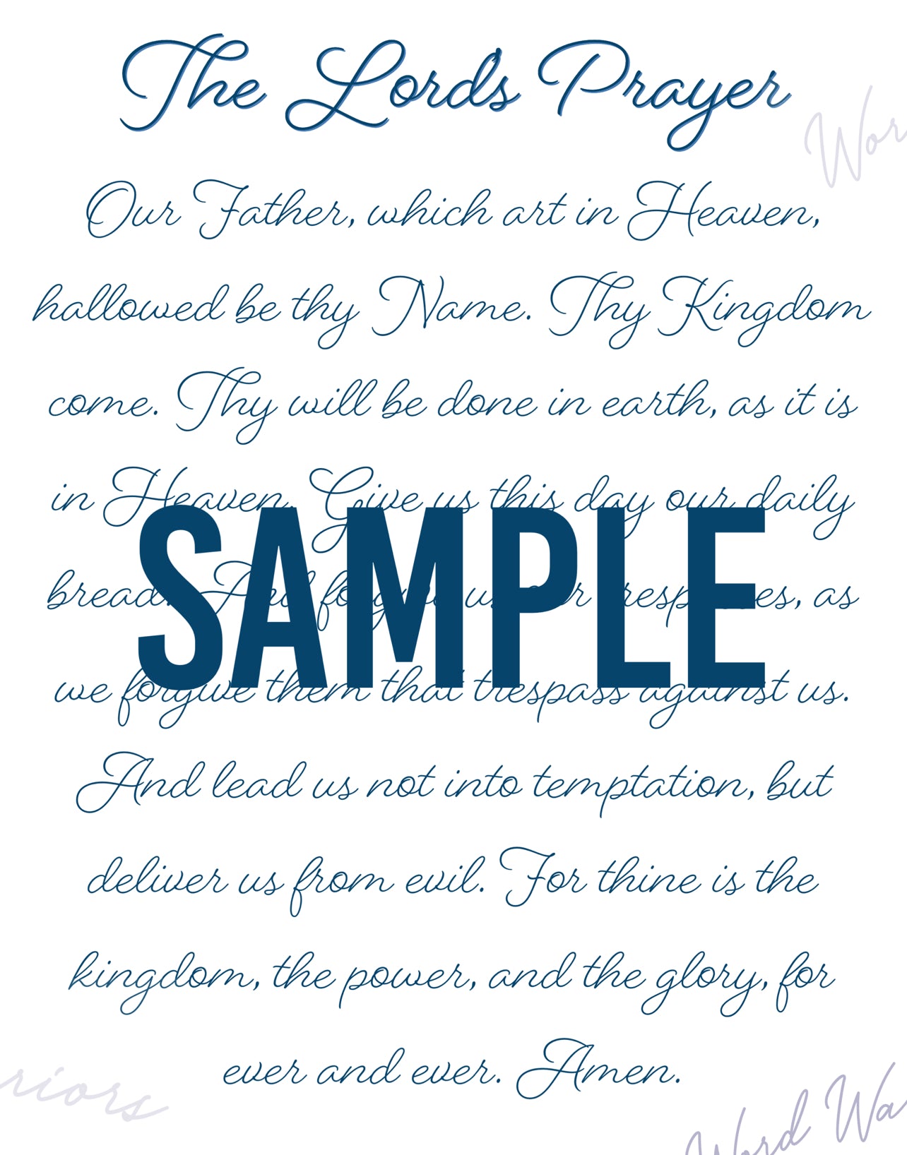 The Lord’s Prayer Print Wall Art, Printable Download