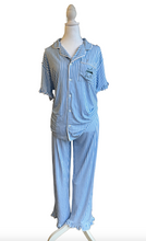 Load image into Gallery viewer, Blue Stripe Faith Embroidered Pajama Set - Cozy &amp; Stylish Sleepwear for Women
