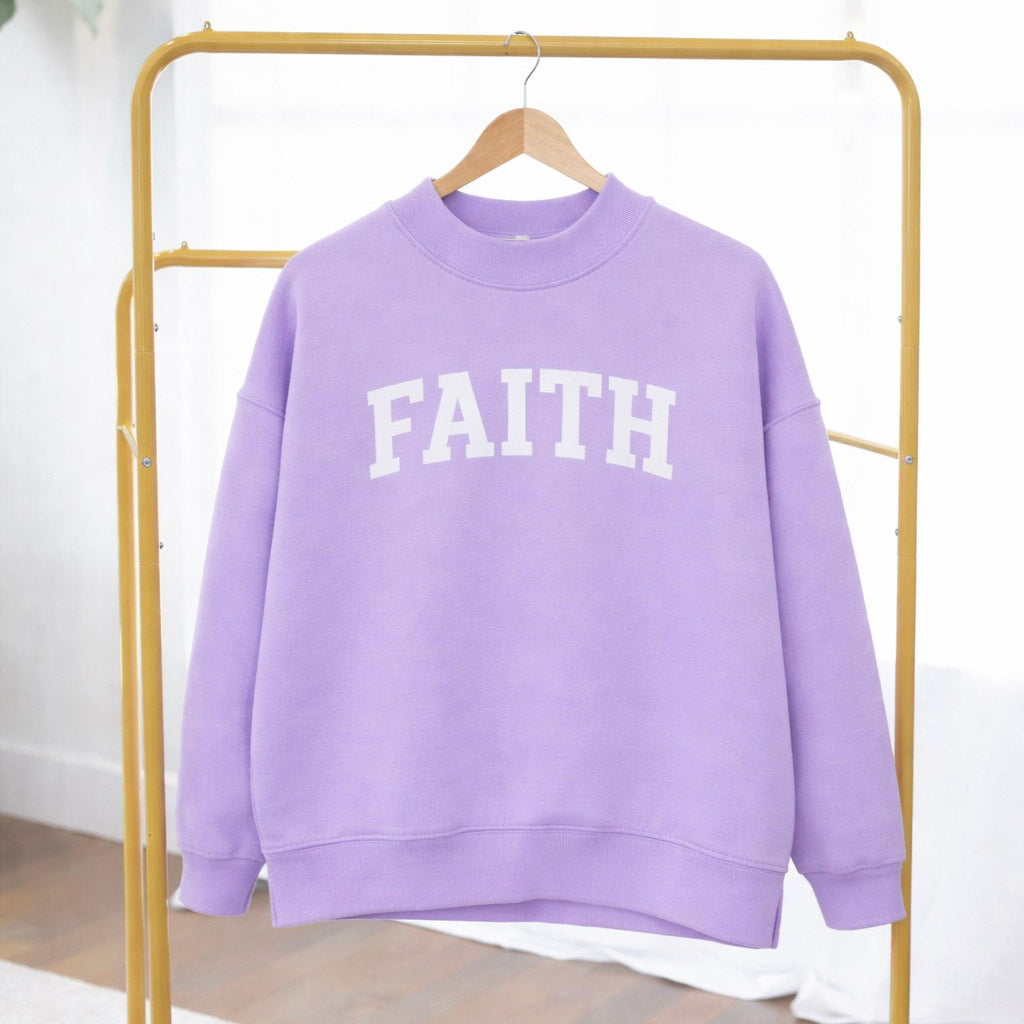 Women's Mockneck Reversible Sweatshirt in Lavender Faith/Grace