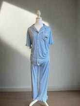 Load image into Gallery viewer, Blue Stripe Faith Embroidered Pajama Set - Cozy &amp; Stylish Sleepwear for Women
