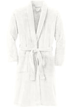 Load image into Gallery viewer, Cozy and soft plush microfleece shawl collar robes in pink, gray, and ivory with belts—perfect for lounging or gifting
