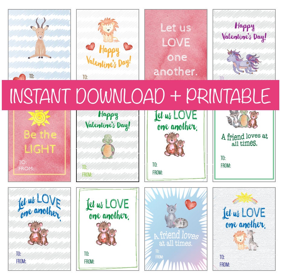 Classroom Valentines with Bible Verses, Scripture Cards for Preschool Valentines, Unicorn Valentines for Girls, Downloadable Valentines Set