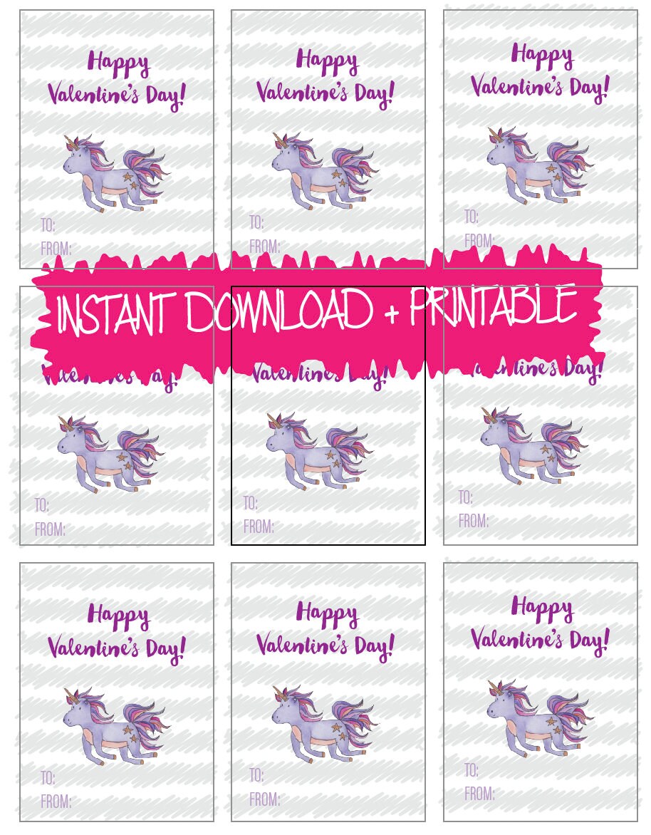 Classroom Valentines with Bible Verses, Scripture Cards for Preschool Valentines, Unicorn Valentines for Girls, Downloadable Valentines Set