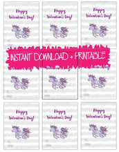 Load image into Gallery viewer, Classroom Valentines with Bible Verses, Scripture Cards for Preschool Valentines, Unicorn Valentines for Girls, Downloadable Valentines Set
