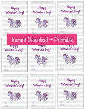 Load image into Gallery viewer, Classroom Valentines with Bible Verses, Scripture Cards for Preschool Valentines, Unicorn Valentines for Girls, Downloadable Valentines Set
