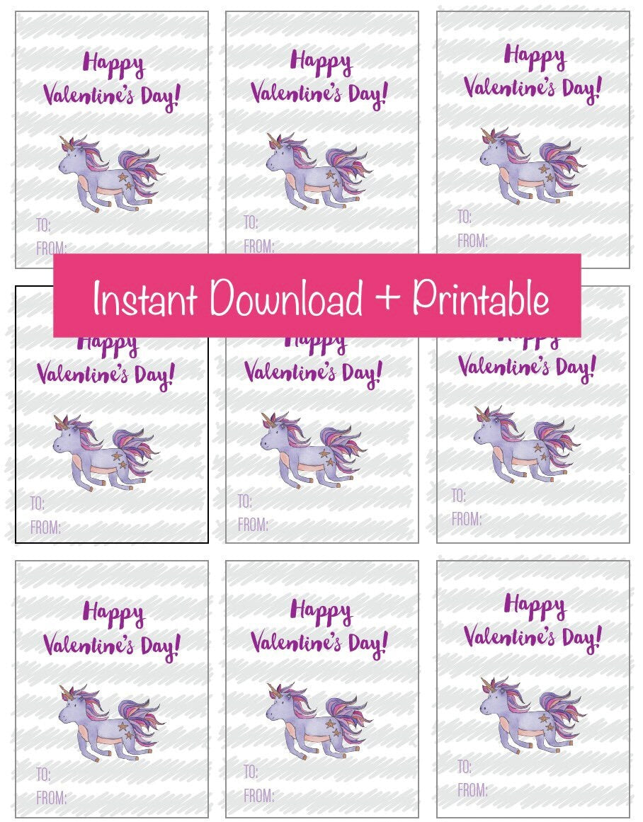 Classroom Valentines with Bible Verses, Scripture Cards for Preschool Valentines, Unicorn Valentines for Girls, Downloadable Valentines Set