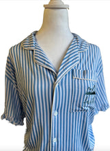 Load image into Gallery viewer, Blue Stripe Faith Embroidered Pajama Set - Cozy &amp; Stylish Sleepwear for Women
