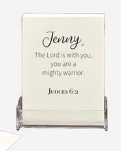 Load image into Gallery viewer, Women Scripture Cards Name with Holder Stand / Christian Gifts for Women /Bible Verse Memory Cards for Women / Bible BookMark / Teacher Gift
