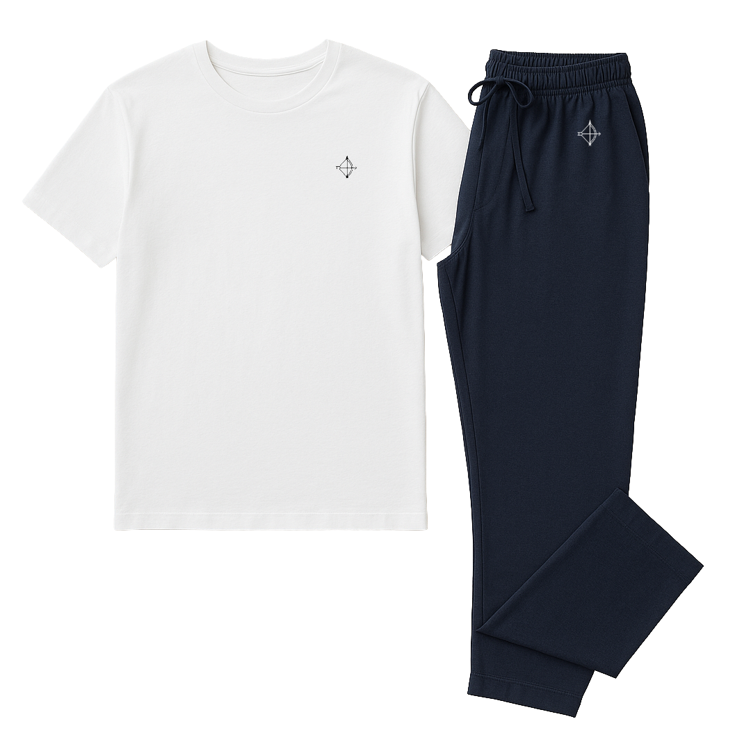 Mens Loungewear Set with Embroidered Scripture - Ephesians 6 Bow & Arrow