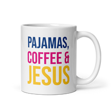 Load image into Gallery viewer, Pajamas, Coffee &amp; Jesus | Christian Color Coffee Mug | Faith-Inspired Morning Mug
