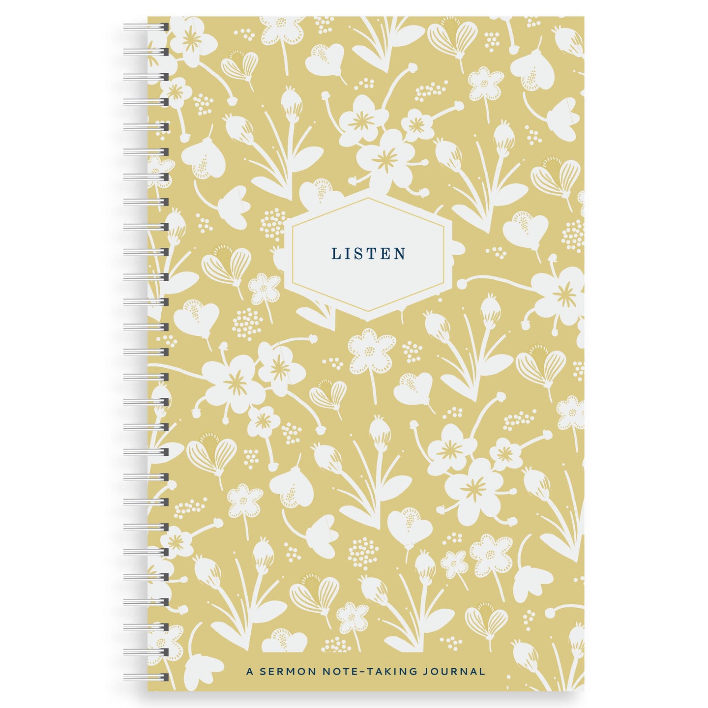 Listen Sermon Notebook, Marigold Floral