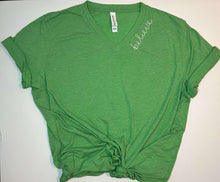 Load image into Gallery viewer, Believe Embroidered Green Tee - Word Warriors
