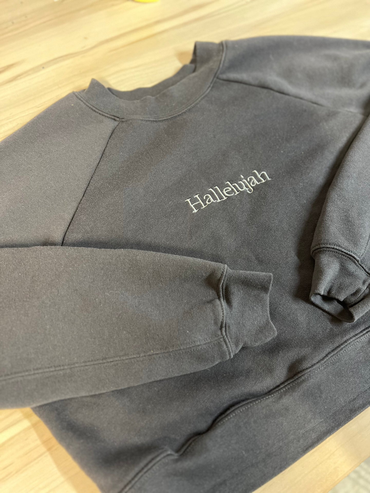 Hallelujah Embroidered Sweatshirt (Dark Grey)