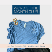 Load image into Gallery viewer, Word of the Month Club - Word Warriors faith based online bible study and monthly tshirt club
