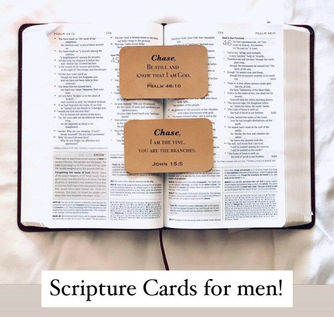 Classic Men Scripture Cards with Personalized Name, Bible Verse Memory Cards for Dad - Word Warriors