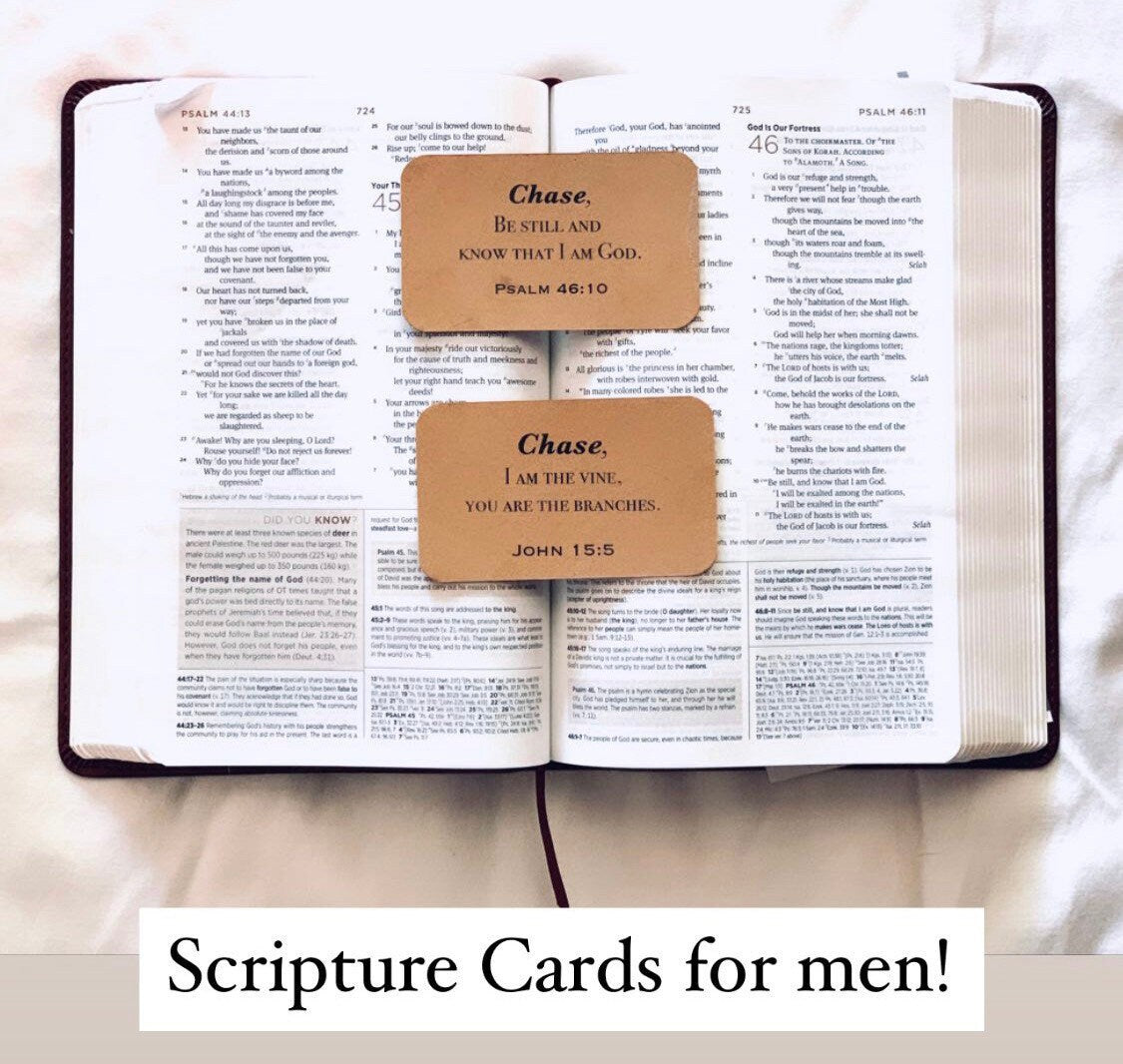 Men Scripture Cards Name / Bible Verse Memory Cards for Men / Mens Bible Study Journal BookMark / Christian Gifts for Men / Teacher Gifts