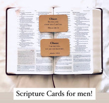 Load image into Gallery viewer, Men Scripture Cards Name / Bible Verse Memory Cards for Men / Mens Bible Study Journal BookMark / Christian Gifts for Men / Teacher Gifts
