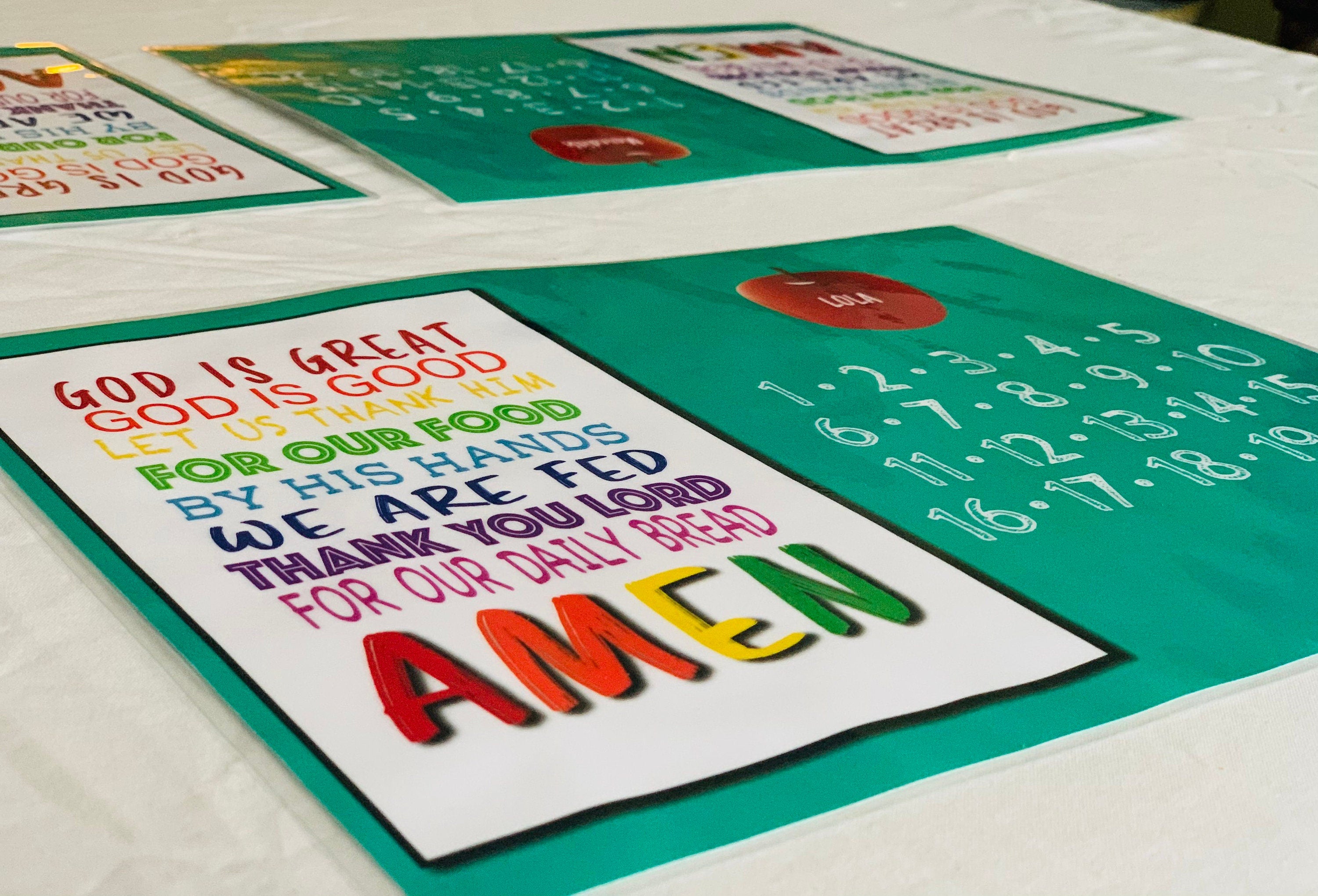 Personalized Placemat Single or Set of 6 Available,  Christian Activity Mat Sets for Kids, Child Prayer Placemat, Learning Placemat Set