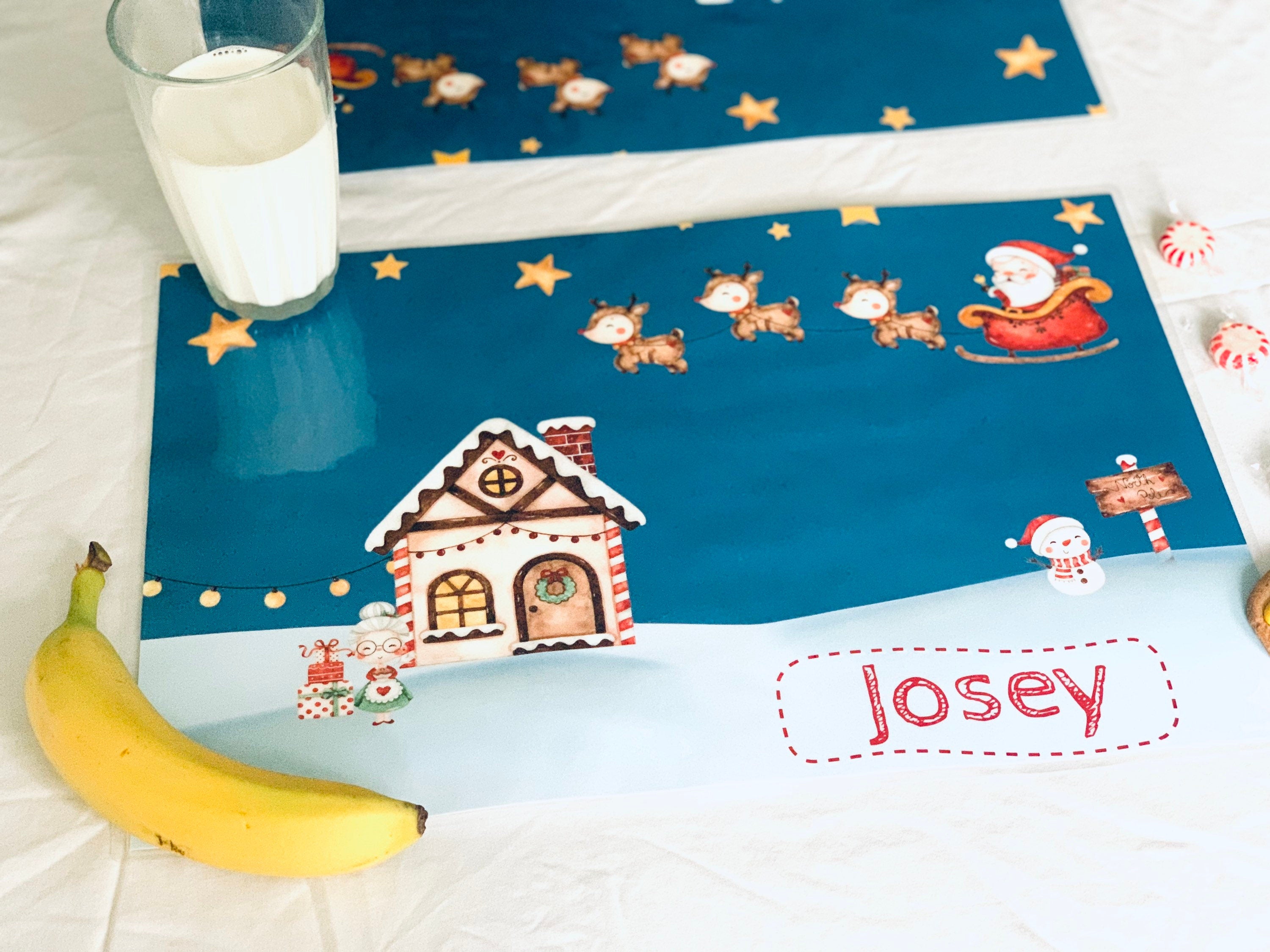 Santa Placemat, placemat for kids, Santa Reindeer Placemat, Christmas Placemat, Holiday Placemat, Personalized placemat, custom placemat