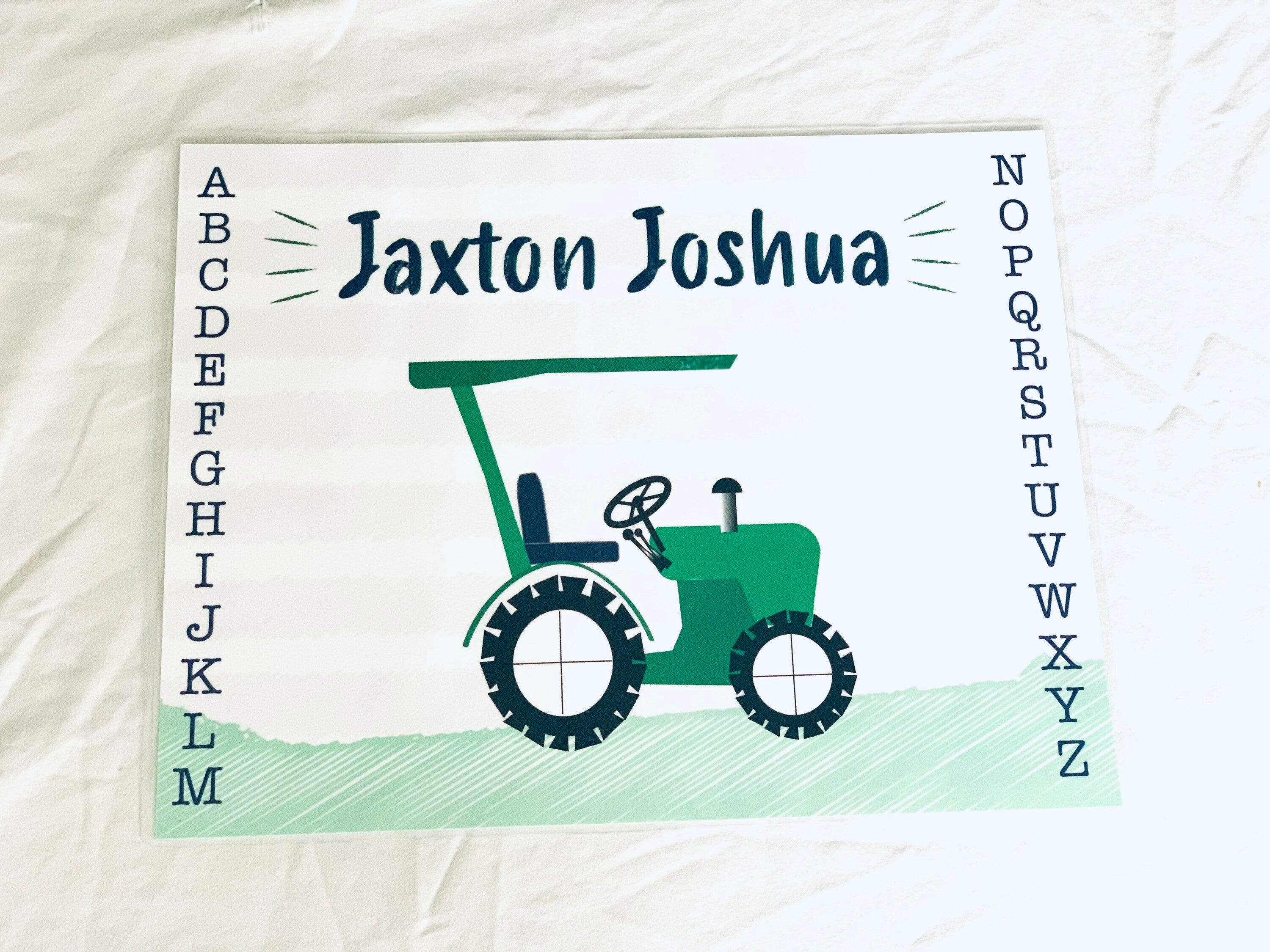Gift for Toddler Boys, Tractor on Placemat For Boys, Gifts for Boys, Birthday Tractor, Scripture for Boys