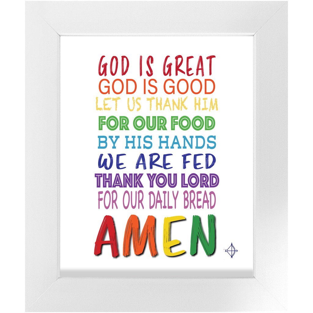 Kids Prayer Wall Art Print, Art for Kids Prayer Framed God Is Good God Is Great Christian Decor Kids Blessing Framed
