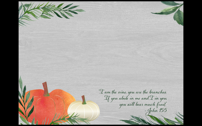 Thanksgiving Fall Placemats Sets for John 15 - I am the Vine You are the Branches Spill-proof Laminated - Word Warriors