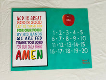 Load image into Gallery viewer, Personalized Placemat Single or Set of 6 Available,  Christian Activity Mat Sets for Kids, Child Prayer Placemat, Learning Placemat Set
