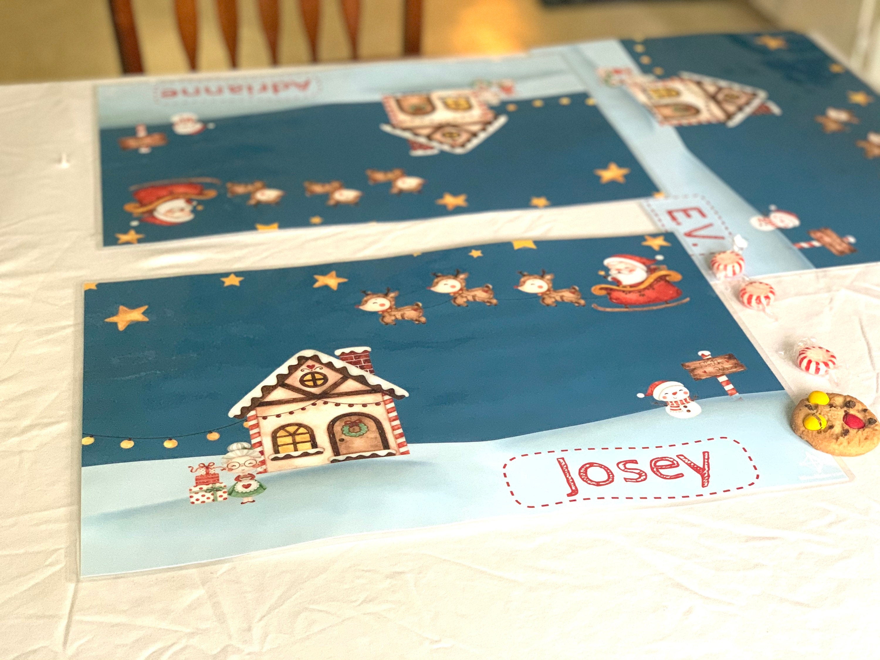 Santa Placemat, placemat for kids, Santa Reindeer Placemat, Christmas Placemat, Holiday Placemat, Personalized placemat, custom placemat