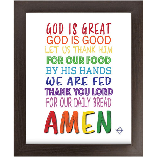 Kids Prayer Wall Art Print, Art for Kids Prayer Framed God Is Good God Is Great Christian Decor Kids Blessing Framed