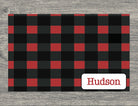 Plaid Christmas Placemat, Personalized Kids Placemat for kids, Red Holiday Placemat, Child Name Custom Placemat