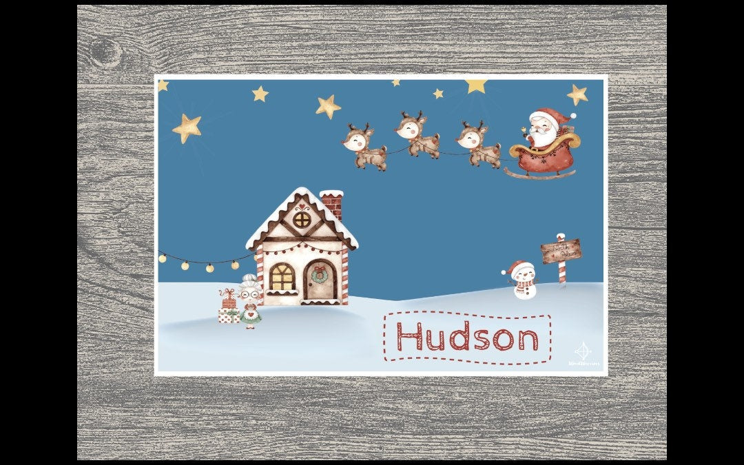 Santa Placemat, placemat for kids, Santa Reindeer Placemat, Christmas Placemat, Holiday Placemat, Personalized placemat, custom placemat