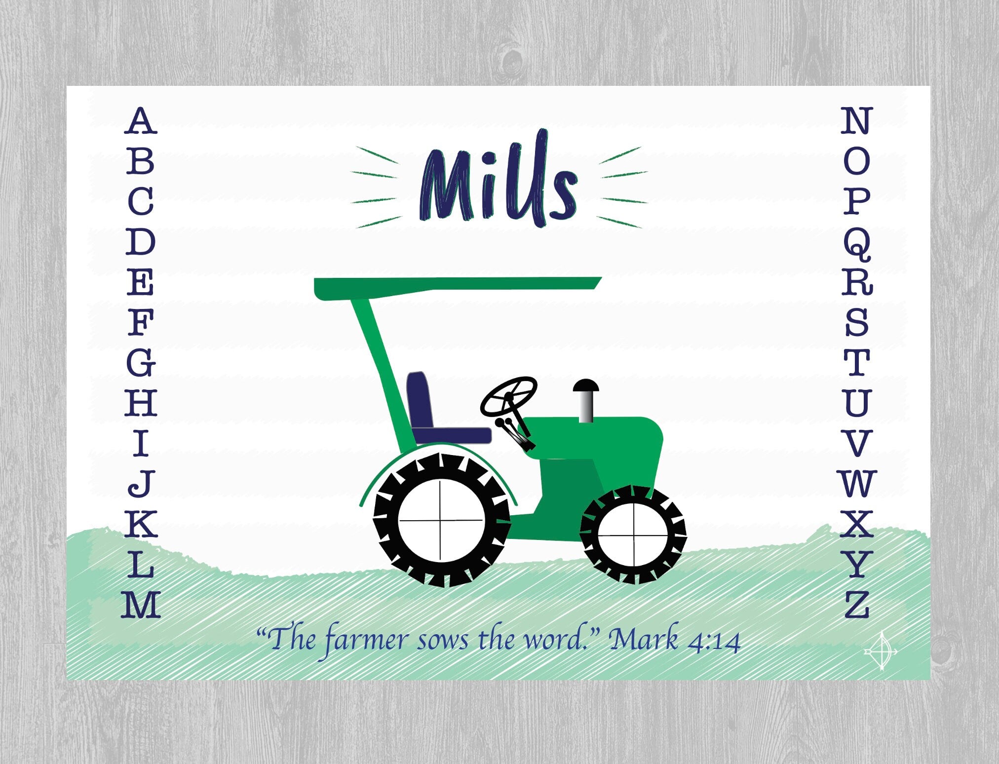 Gift for Toddler Boys, Tractor on Placemat For Boys, Gifts for Boys, Birthday Tractor, Scripture for Boys